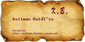 Kollman Balázs névjegykártya